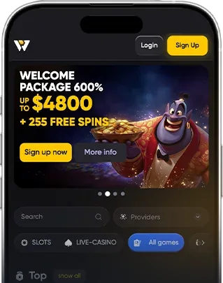 Caswino Casino Australia lobby and welcome offer open in a mobile phone browser
